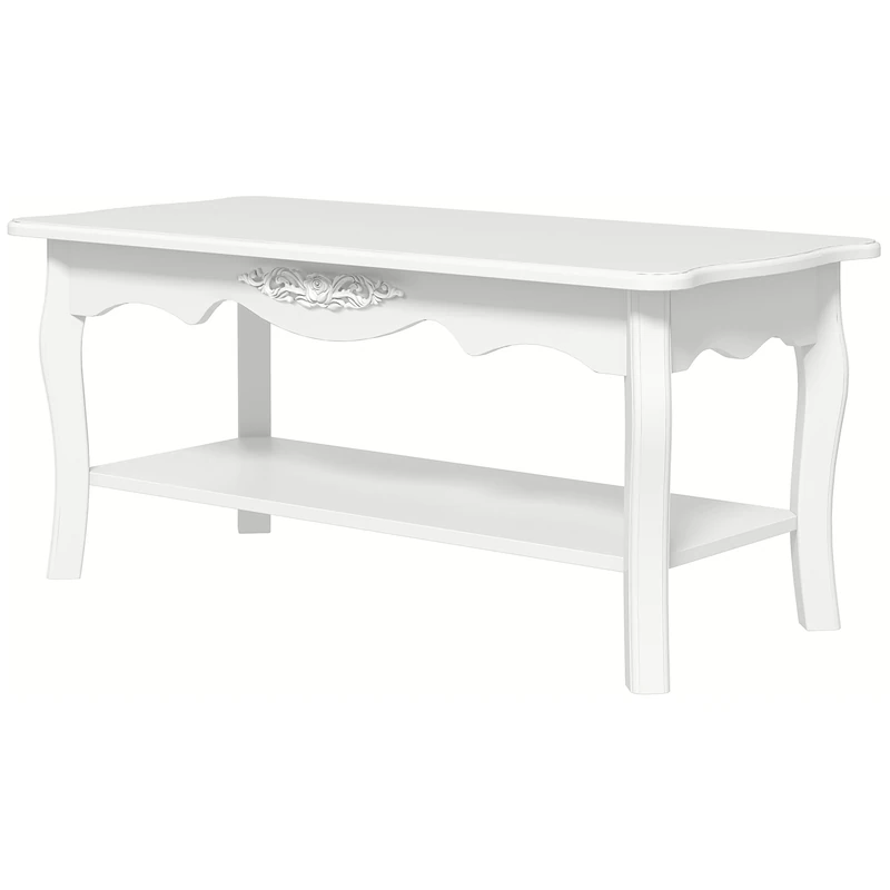 HOMCOM Coffee Tea Table Modern Living Room Wooden Furniture 2 Layer Design w/Storage Shelf - Image 1