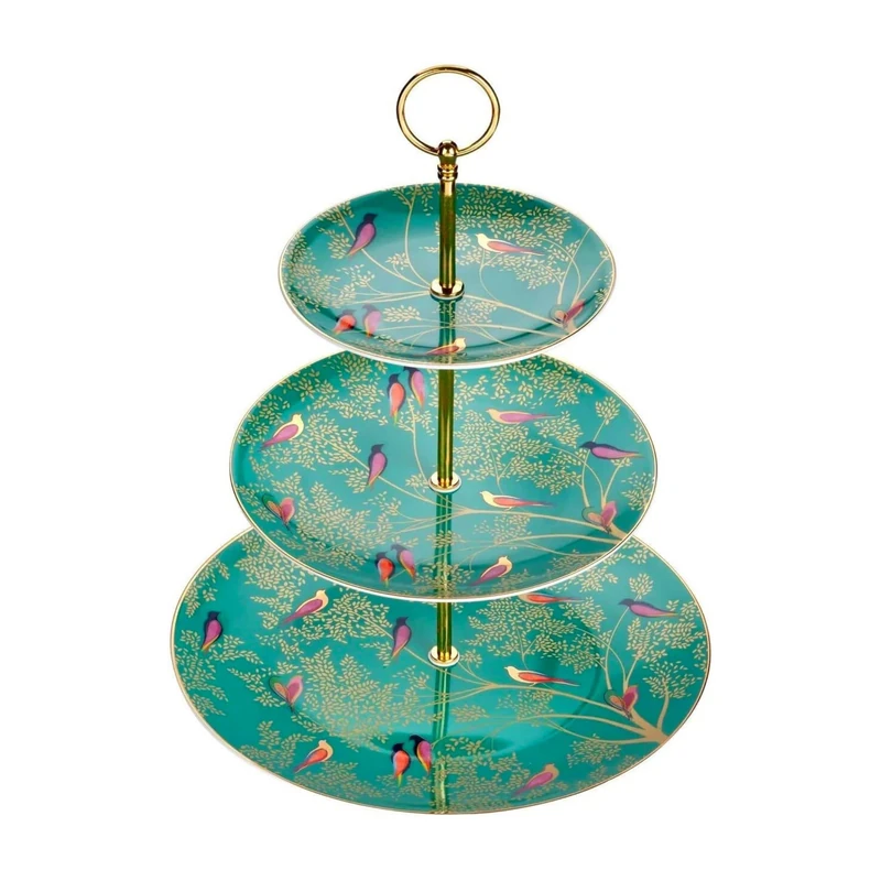 Sara Miller for Portmeirion Chelsea 3 Tier Cakestand Green, Ceramic, 280 x 280 x 60 cm