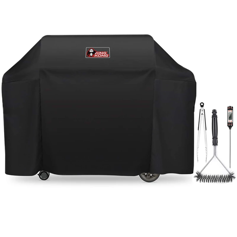 Kingkong 7131 Grill Cover for Weber Genesis II 4 Burner Grill including Brush, Tongs and Thermometer - Image 1