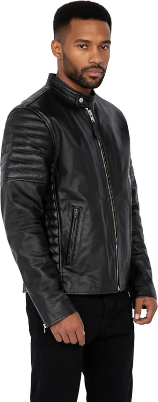 Schott NYC Men's LCJOE Jacket, Black (Black Black), Small (Size: S)