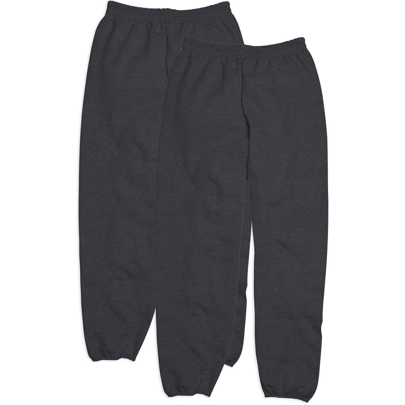 Hanes Men's EcoSmart Fleece Sweatpant (Pack of 2), Charcoal Heather, Small