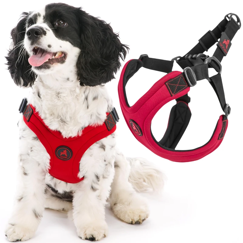 Gooby, Dog Harness, Sporty, Large, Red - Escape Free Sport Harness with Patented Neoprene Technology, 4-Point Adjustment, No Choke, Perfect for Small Dogs No Pull - Image 1