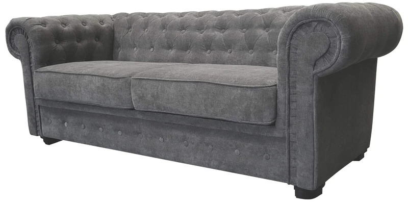 Sofas and More Chesterfield Style Corner Sofa Set 3+2 Seater Armchair Grey Fabric (3 Seater)