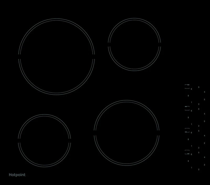 Hotpoint 58cm 4 Zone Knob Control Ceramic Hob