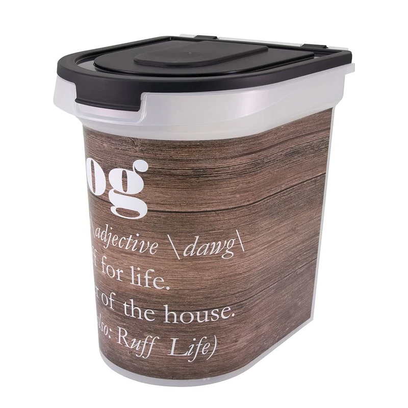 Advantus Plastic Rolling Pet Food Bin, Wood Grain, 15.5 x 13.25 x 16.75-Inch