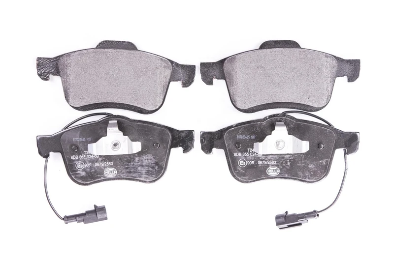 HELLA 8DB 355 024-691 Brake pad set - with integrated wear warning contact - T2464 - for e.g. FIAT / LANCIA / OPEL / RAM / VAUXHALL
