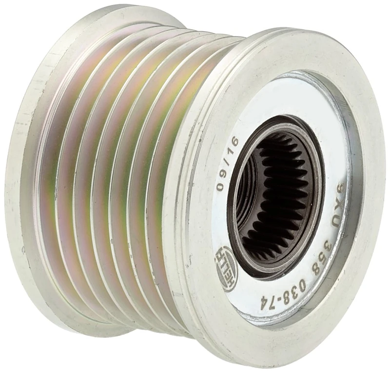HELLA 9XU 358 038-741 Alternator Freewheel Clutch - Thread Size: M16x1,5 - Number of grooves: 7 - with cap