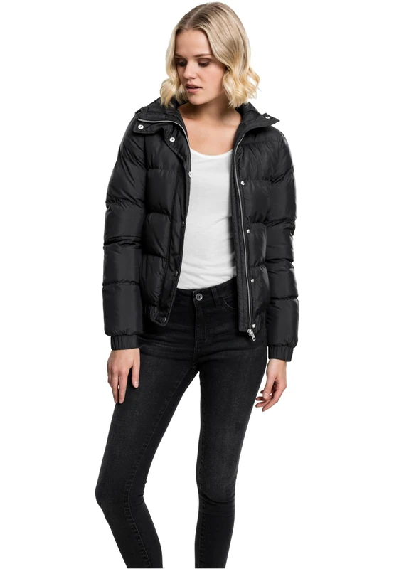 Urban Classics Women's Ladies Hooded Puffer Jacket, Black (Black 7), M - Image 1