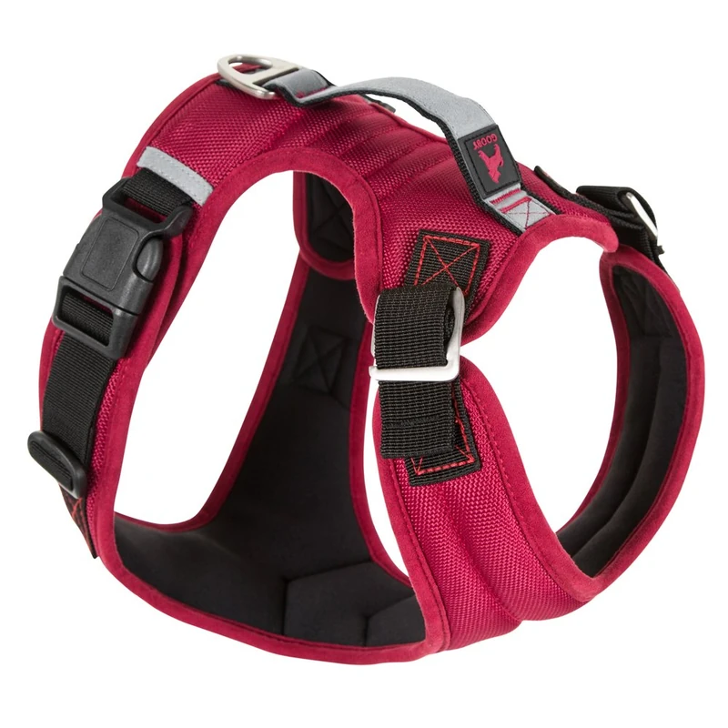 Gooby Pioneer Dog Harness with Control Handle & Seat Belt Restrain Capability, X-Large, Red