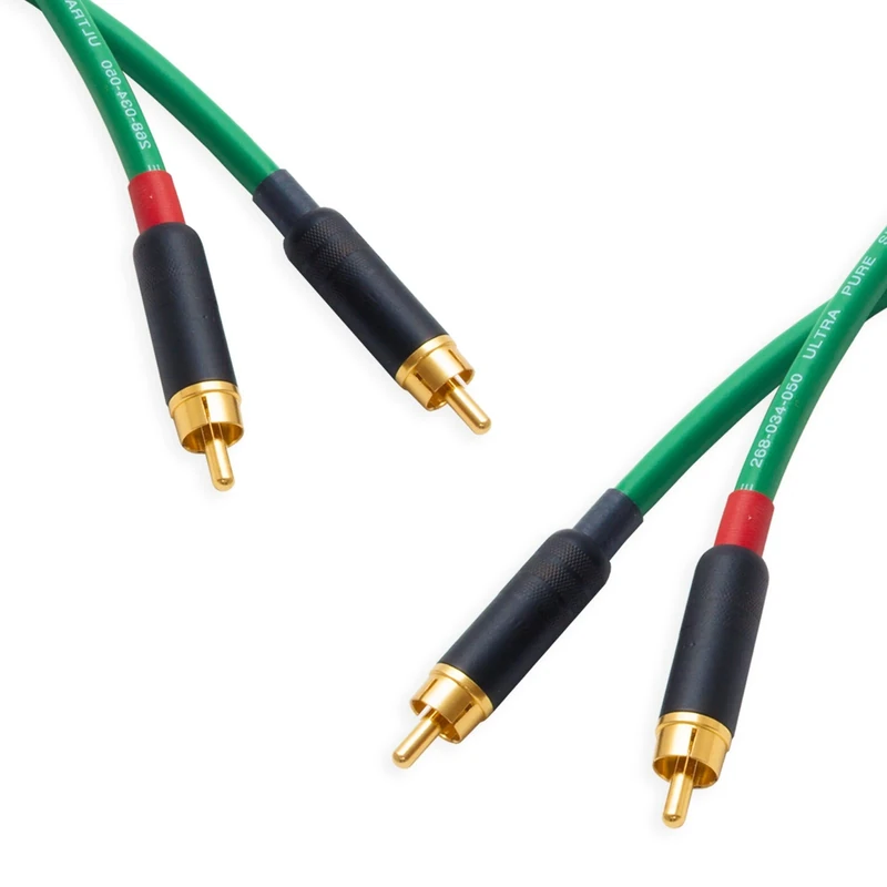 Star-Quad RCA Stereo Pair. Twin Phono. Van Damme Audio Cable. 2 Gold Plated RCAs (2m, Green)