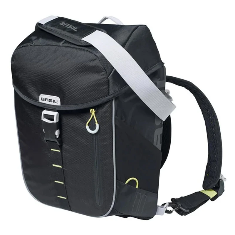 BASIL Miles Daypack Cycle Bag - Black/Lime, 14 Litre