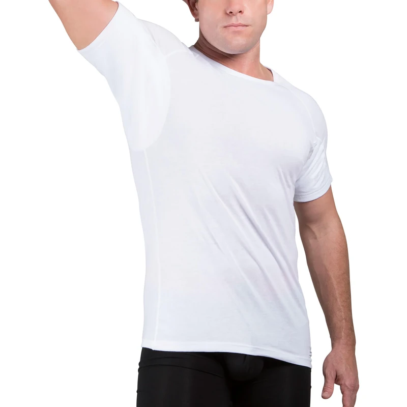 Ejis Sweat Defense Undershirt | Crew Neck | Underarm Sweat Proof Cotton (S, White)