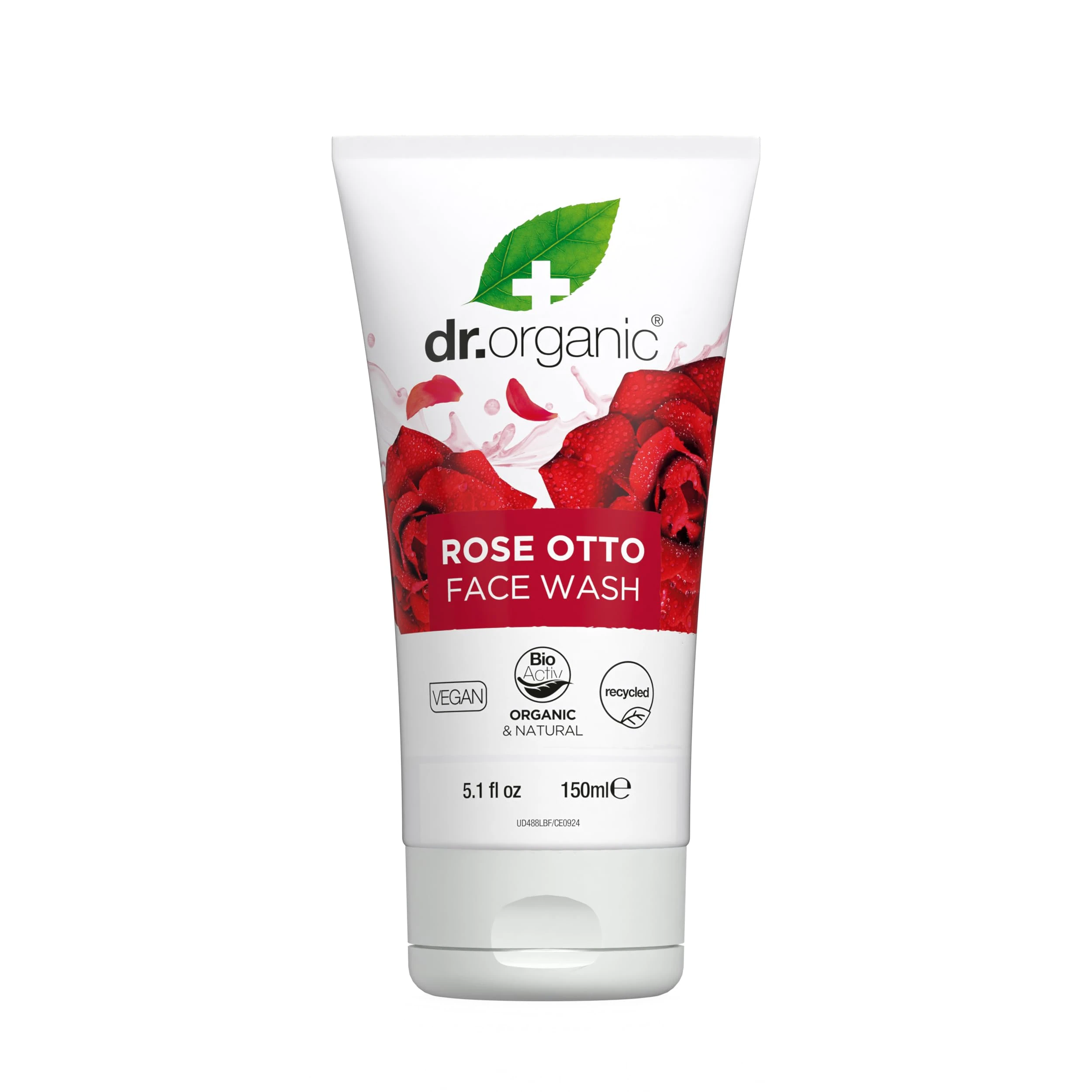 Dr Organic Rose Otto Face Wash, Cleansing, Mature Skin, Mens, Womens, Natural, Vegan, Cruelty-Free, Paraben & SLS-Free, Recycled & Recyclable, Organic, 150ml, Packaging may vary
