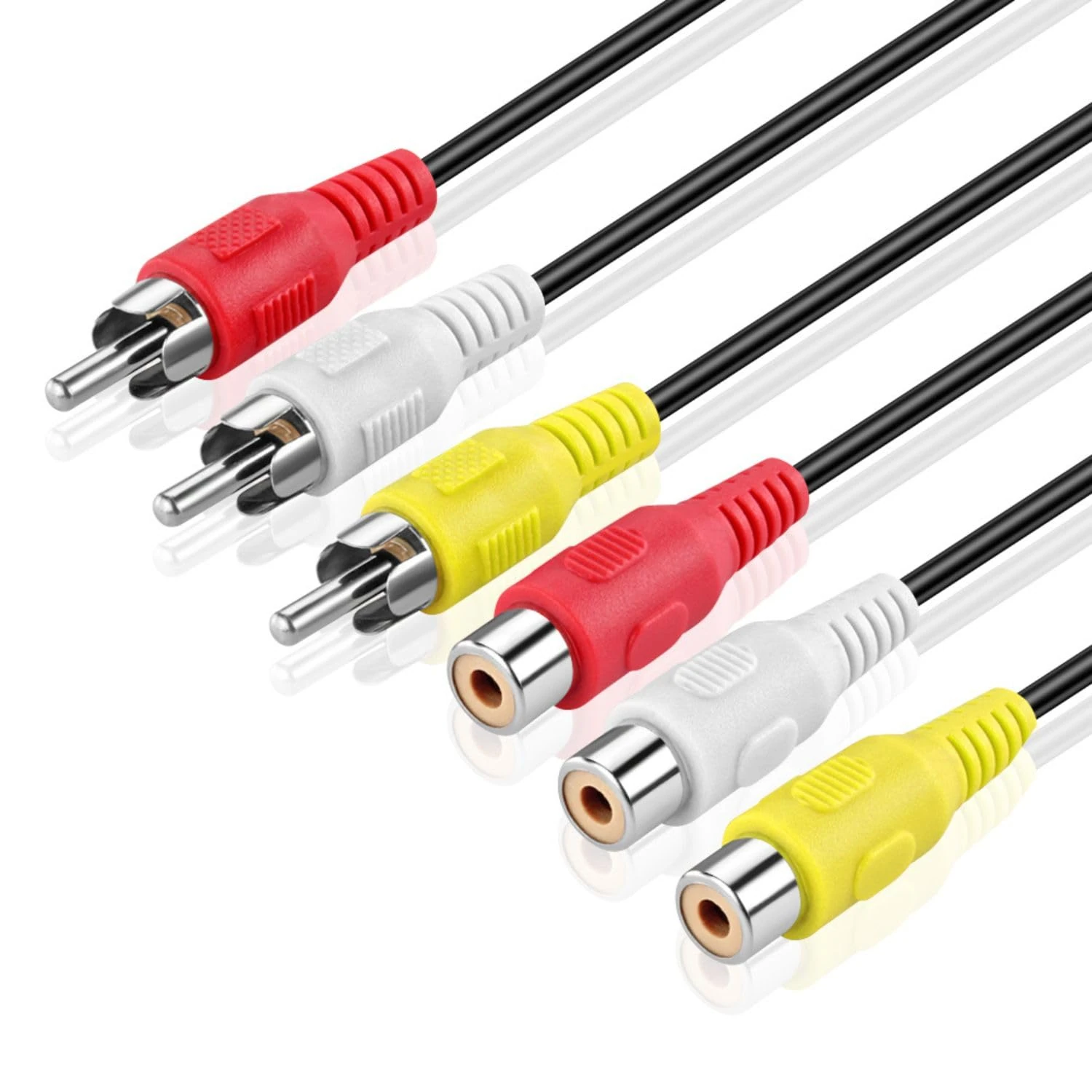 TNP 3 RCA Extender Extension Cable (15 Feet) - 3RCA Male to Female Red White Yellow Cable - Audio Video Composite Cable Adapter Cord Wire Coupler Jack Plug for DVD, CD, AV TV, Stereo, Amplifier