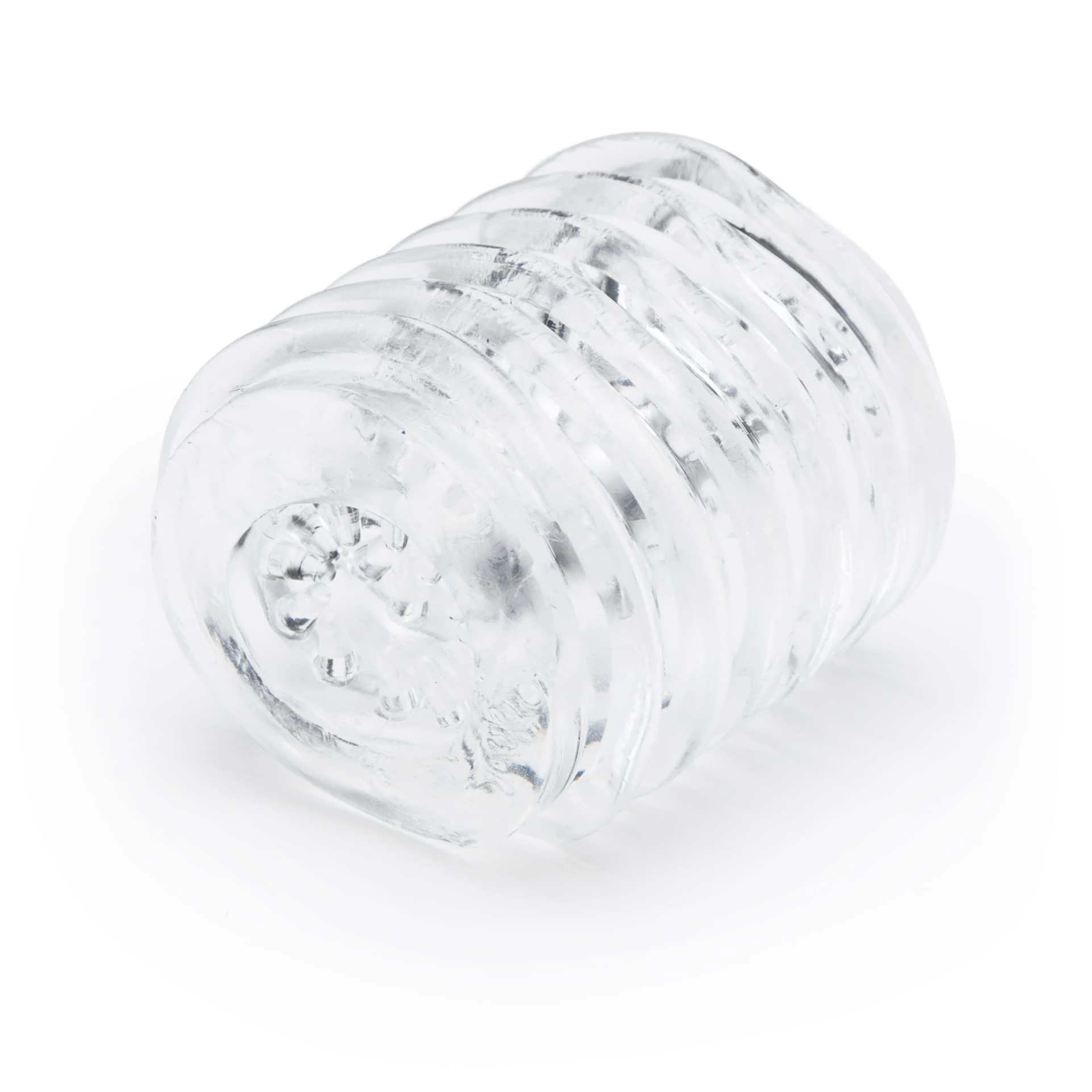 Lovehoney Head Master Male Masturbator - 2.5 Inch Double Textured Stretchy Open Ended Stroker - Male Sex Toy - Self Pleasure Sex Toys for Men - Waterproof - Clear