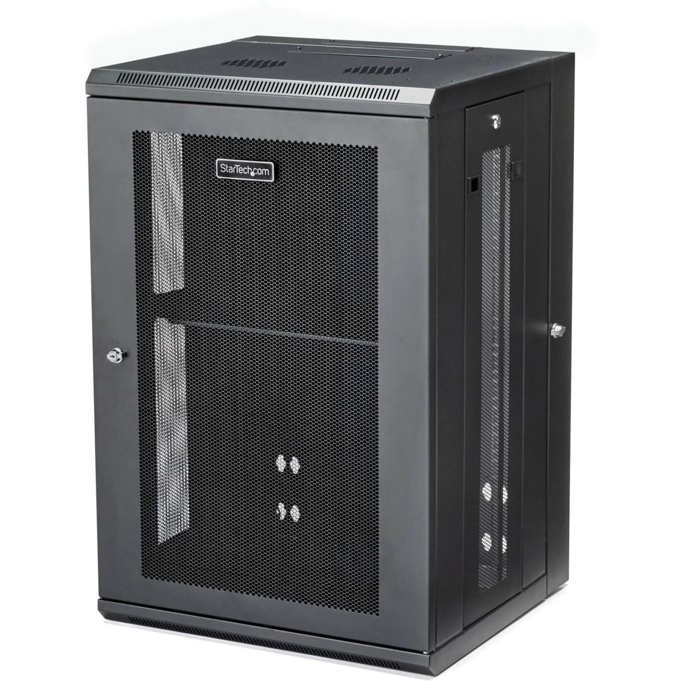 StarTech.com 4-Post 18U Wall Mount Network Cabinet w/ 1U Shelf, 19" Wall-Mounted Server Rack Kit for IT / Data Computer Equipment, Ships Fully Assembled