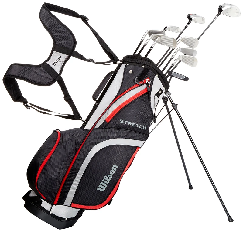 Wilson Men's Stretch Golf Club 10Club Set with Stand Bag, Black/Grey/Red
