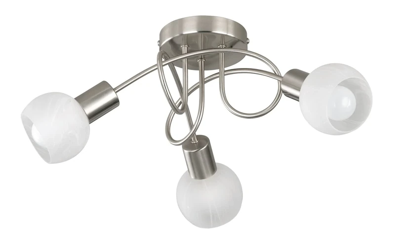 Reality Leuchten Antibes R60173007 Ceiling Light Metal Matte Nickel/Chrome Alabaster White Glass Excl. 3X E14
