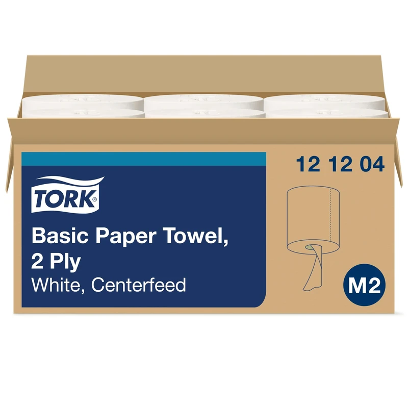 Tork Advanced 121204 Soft Centerfeed Hand Towel, 2-Ply, 7.6" Width x 11.8" Length, White (Case of 6 Rolls, 600 per Roll, 3,600 Towels) For use with Tork 559020A or 559028A
