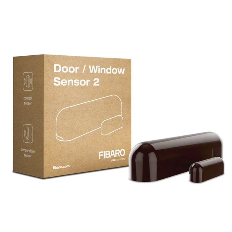 Fibaro Door Window 2 Z-Wave Plus Magnetic Reed Switch with Temperature Sensor, Dark Brown