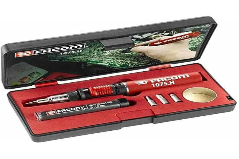 FACOM - Gas Soldering Iron - 1075.H - 24W Soldering Kit - Breakdown Temperature 250°C-550°C - 1100°C Torch - Max. 1300°C Temperature - Piezo Ignition - Max. 55min Use by Charge
