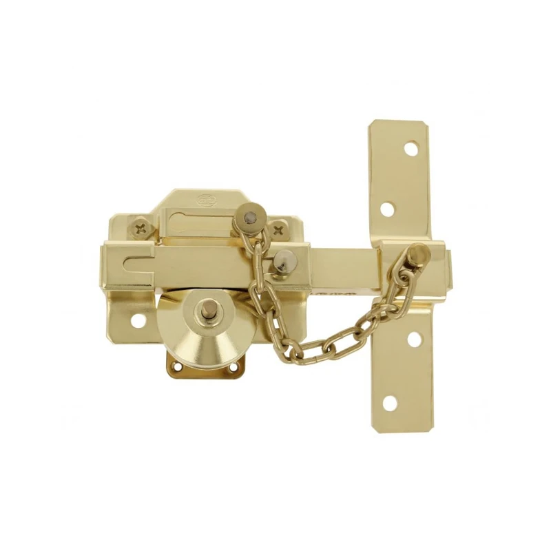 Amig - Surface-Mounted Bolt with Round Cylinder, Latch, and Chain Mod. 1C | 105 x 170 mm | Security Lock with Key and Retainer | Includes 5 Dimple Keys | Silver Steel