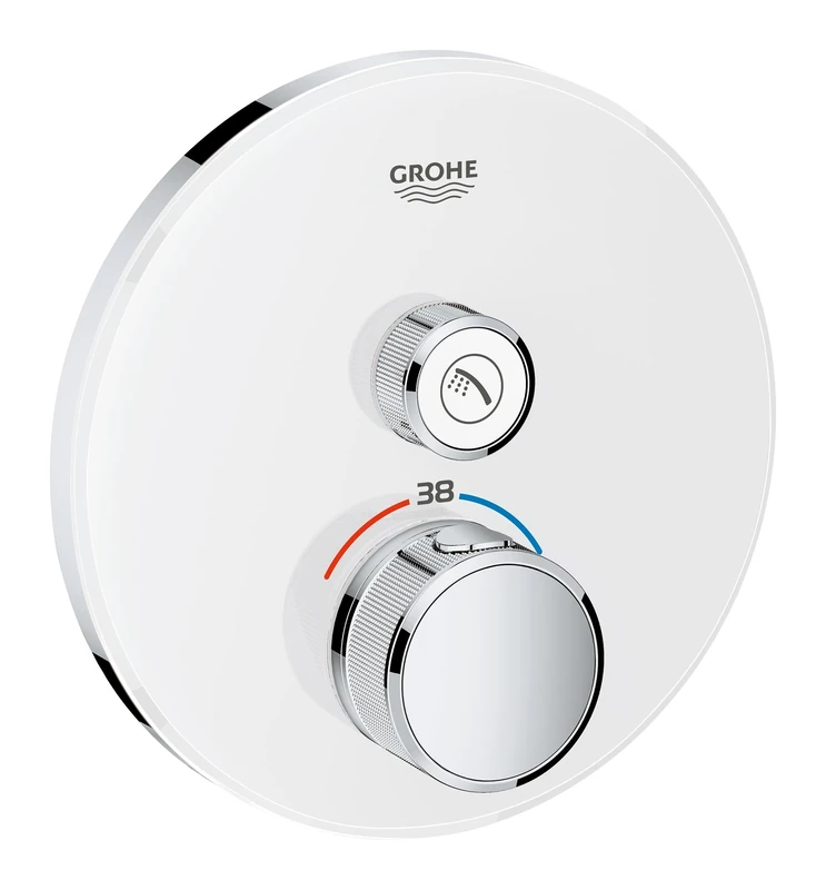 GROHE Grohtherm Smartcontrol Thermostat for Shower, with Concealed Installation and One Valve Round Shape, Moon White, Made In Germany By GROHE Eco-Friendly and Safety Features 29150LS0