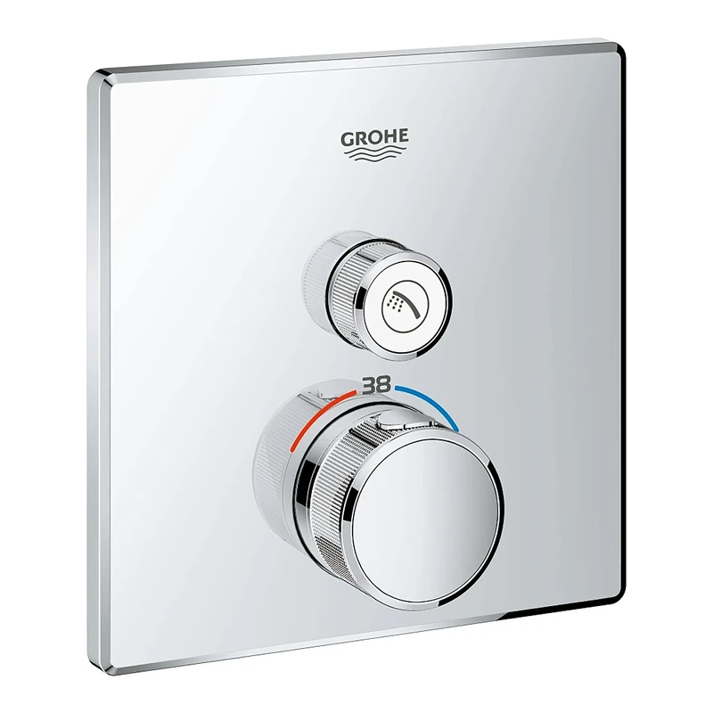 GROHE Grohtherm Smartcontrol Thermostat for Shower, with Concealed Installation and One Valve Square Shape, Chrome Finish, Made In Germany By GROHE Eco-Friendly and Safety Features 29123000