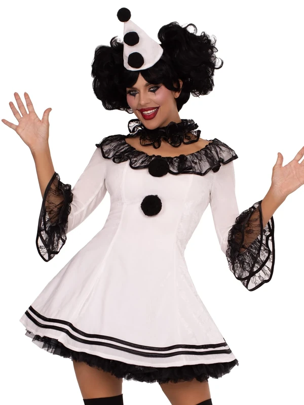 Leg Avenue Pierrot Clown, Medium/Large, White, Black - Image 1