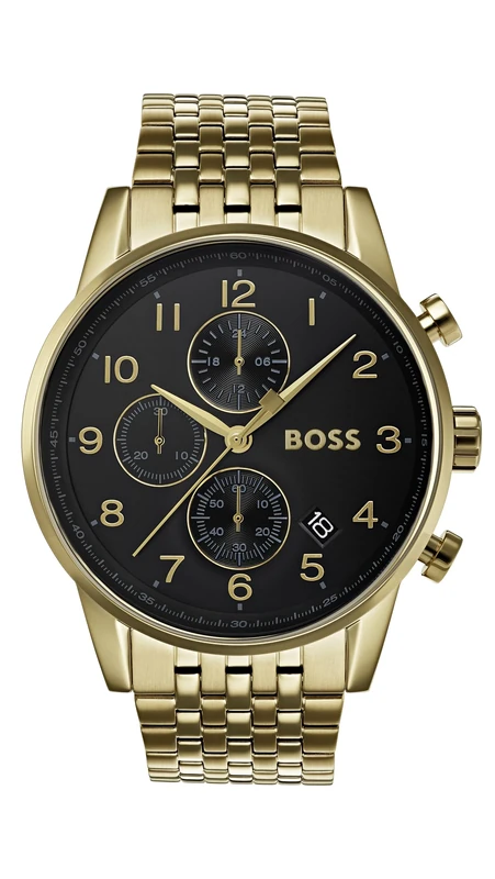BOSS Chronograph Quartz Watch for Men with Gold Colored Stainless Steel Bracelet - 1513531