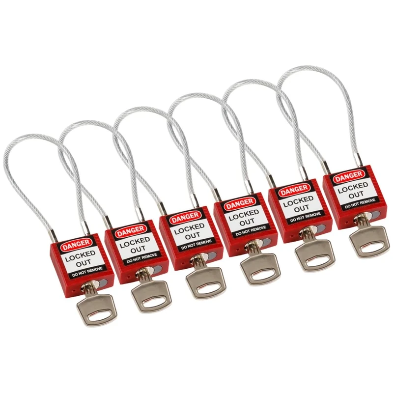 Brady 146128 Padlock, Red, 32mm x 116mm, Set of 6 Pieces