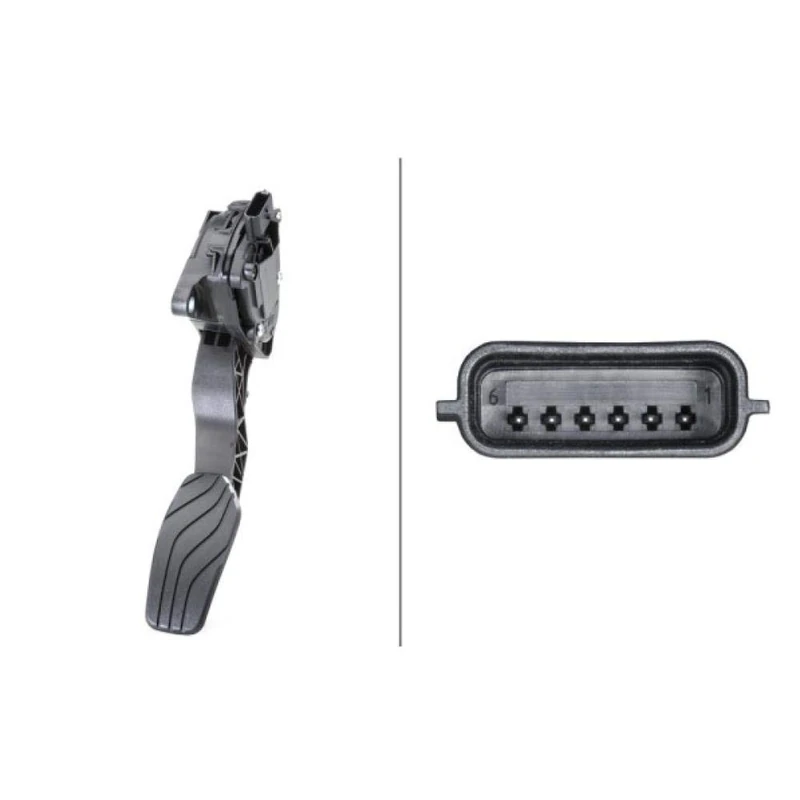 HELLA 6PV 009 978-791 Sensor, accelerator pedal position - for left-hand drive vehicles - 6-pin connector - Manual Transmission