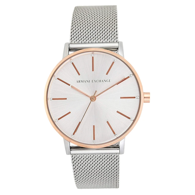 Armani Exchange Watch For Women, Quartz Movement and 36mm Case Size with Stainless steel, Leather or Silicone strap