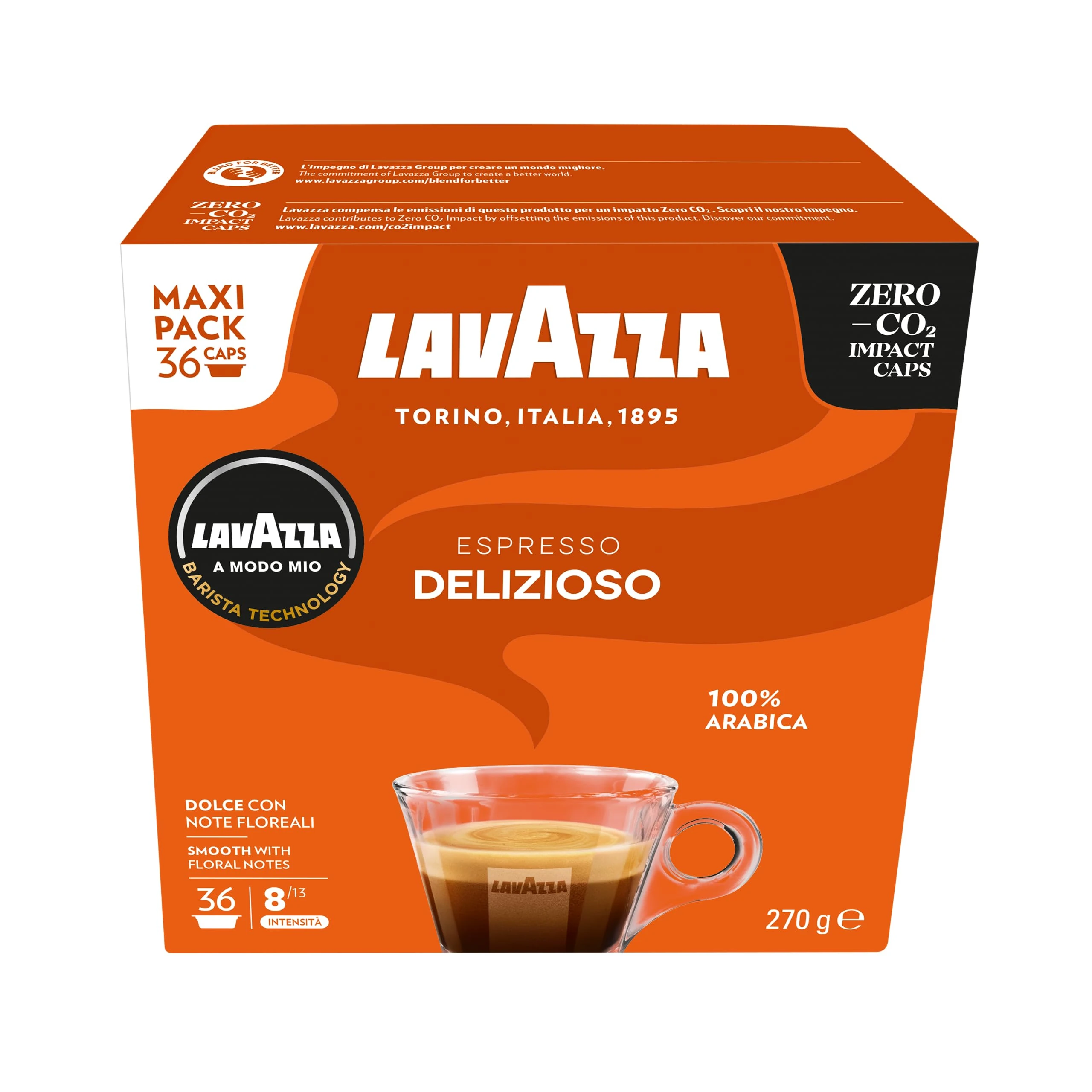 Lavazza, A Modo Mio Delizioso, Coffee Pods Espresso , 100% Arabica, 36 capsules
