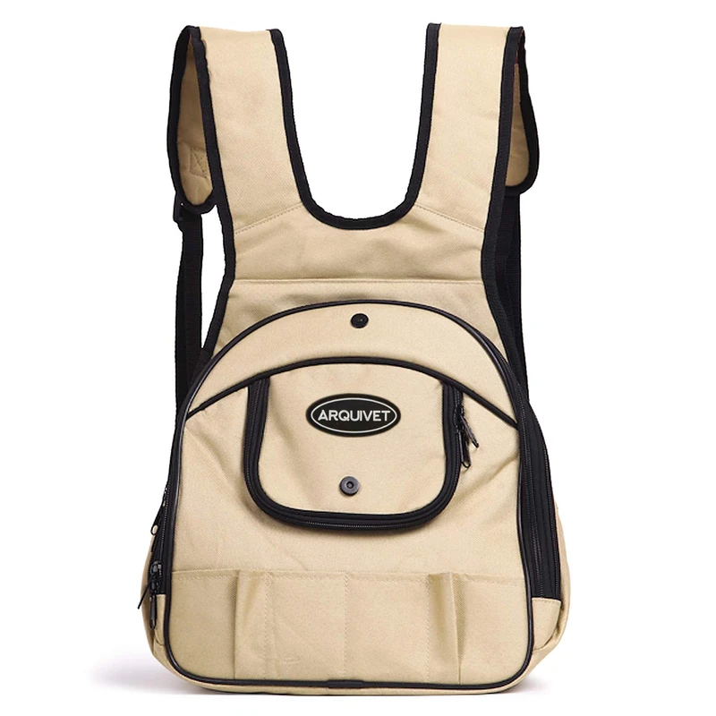 Arquivet Front Backpack for Small Pets – 30 x 20 x 34 cm – Backpack for Small Dogs and Cats – Sits Front – for Transporting Your Pet, Cream - Image 1