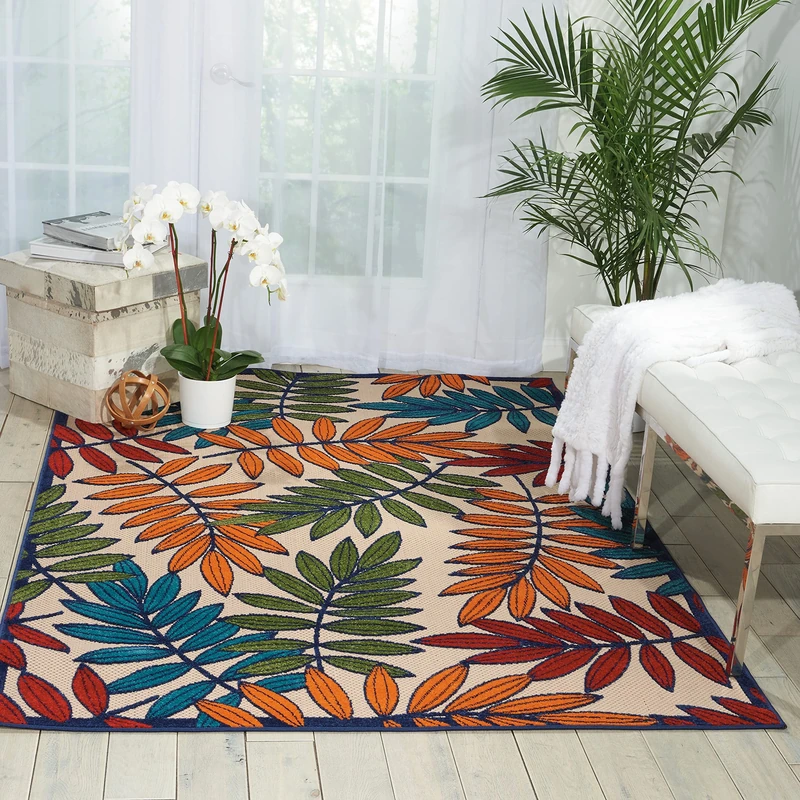 NOURISON Aloha Indoor-outdoor Floral Multicolor 5' x 8' Area Rug 5'3" x 7'5"
