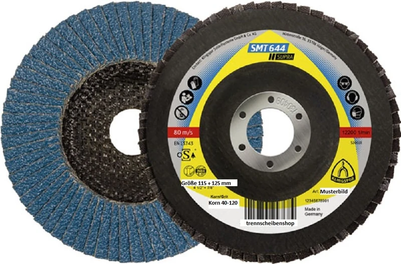Klingspor 330003 SMT 644 Abrasive Mop Disc 125 x 22 Straight 23 mm/Granulation 80/Pack – 10