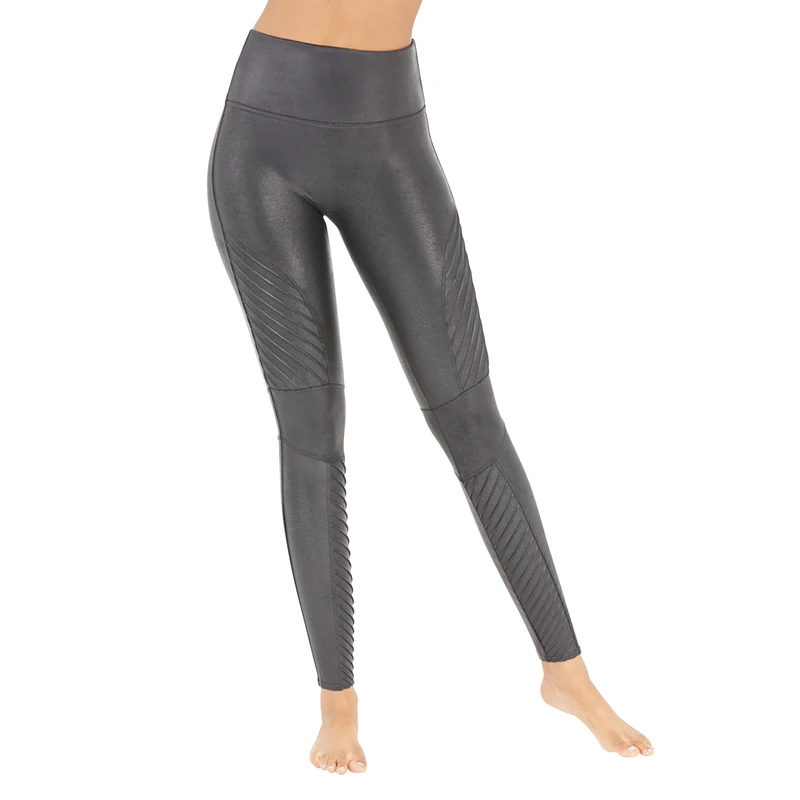 Spanx, Faux Leather Moto Leggings, Regular, Inseam-25.75 inches, Very Black, M