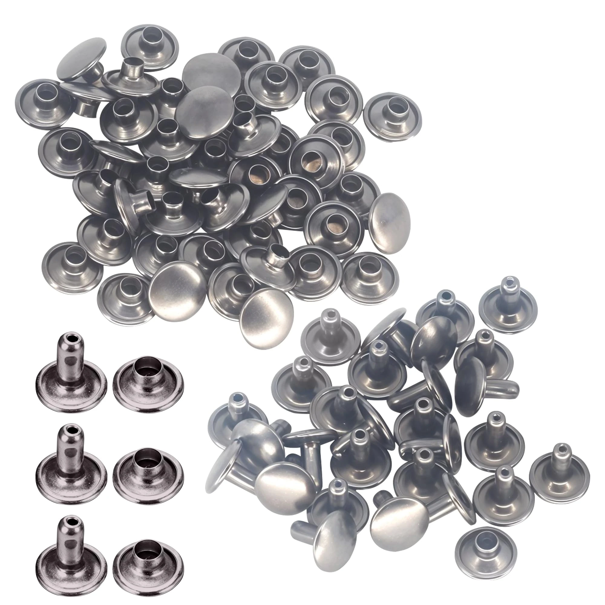 Trimming Shop Double Cap Rivets Leather Rivets Tubular Metal Studs for DIY Leathercrafts, Clothing Repair & Replacement, Handbag, Belts, 6mm x 5mm, Gunmetal Black, 100 Sets