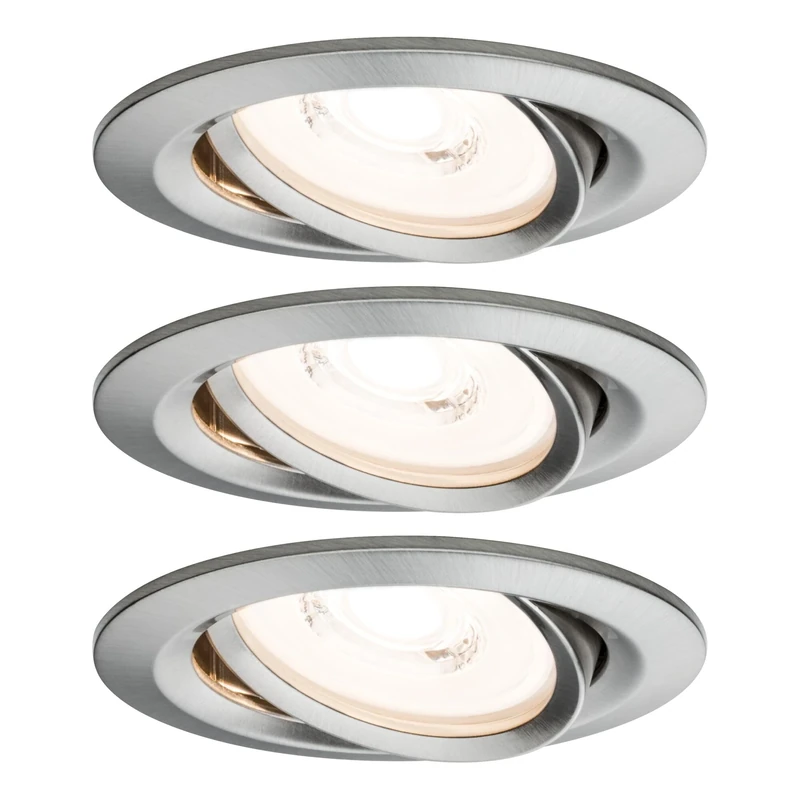 Paulmann 93944 LED Reflector Coin Flat Recessed Spotlight 3 x 6.8 W Iron dimmable and swiveling Accent Lighting Recessed Light, Aluminium, 6.8 W, Brushed