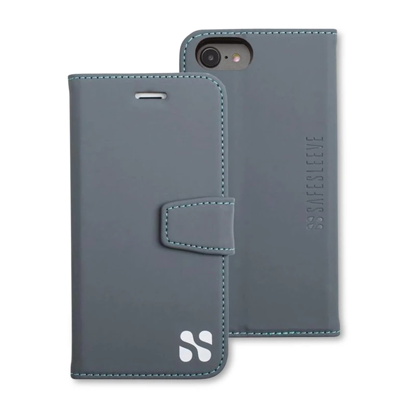 SafeSleeve Anti Radiation RFID iPhone Case: iPhone 8, iPhone 7, iPhone 6 and iPhone SE 2 (2020) ELF & RF Blocking Identity Theft Protection Wallet (Grey) - Image 1