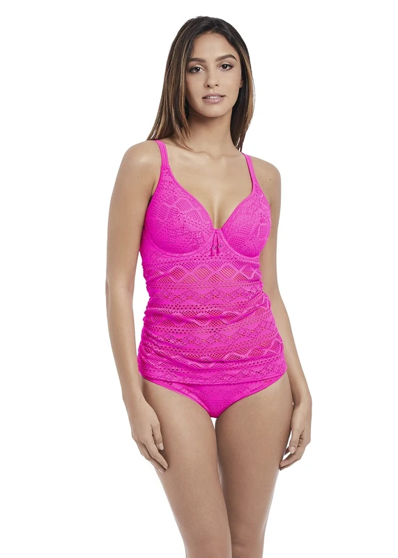Freya Womens Sundance Underwire Padded Tankini Top, 30DD, Hot Pink