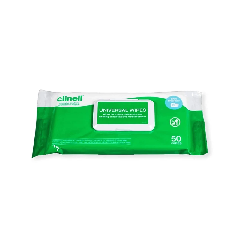 Clinell Universal Cleaning and Disinfectant Wipes for Surfaces - Pack of 24 - 50 Wipes per Pack (1200 Wipes) - Clip Pack - Multi Purpose Wipes, Kills 99.99% of Germs, Quick Action