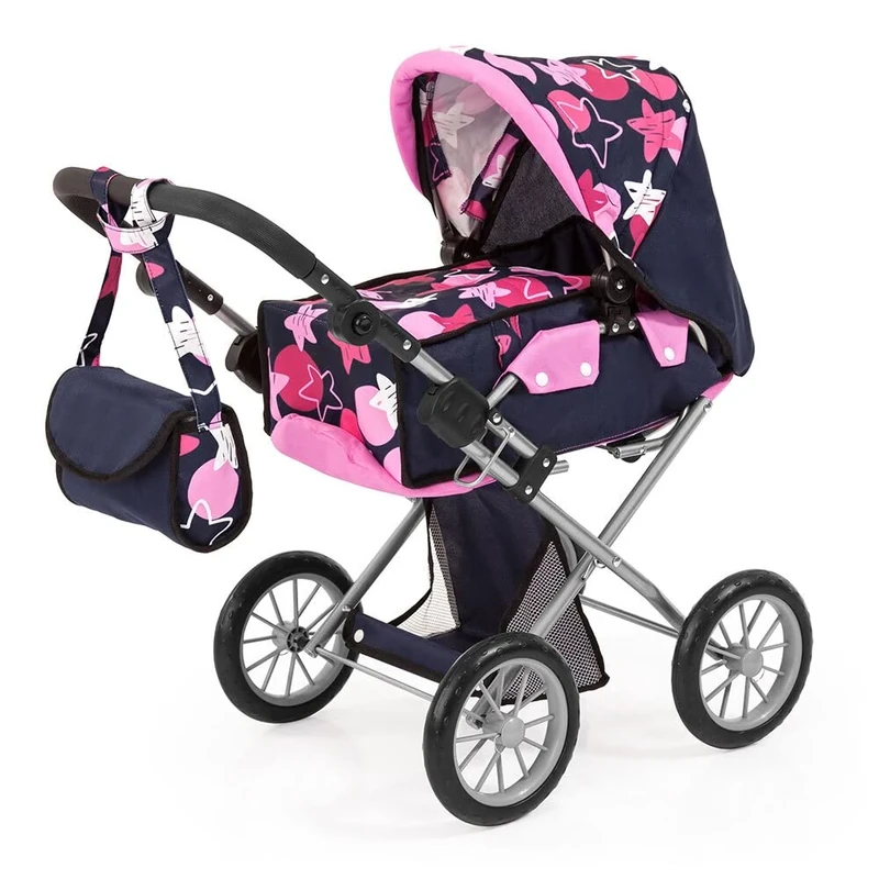 13669AA City Star Doll's pram, Combi Doll's Pram, blue with pink pattern
