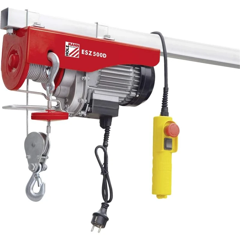 Holzmann Maschinen ESZ500D_230V Electric Cable Hoist Load Capacity (with Pulley) 500 kg Load