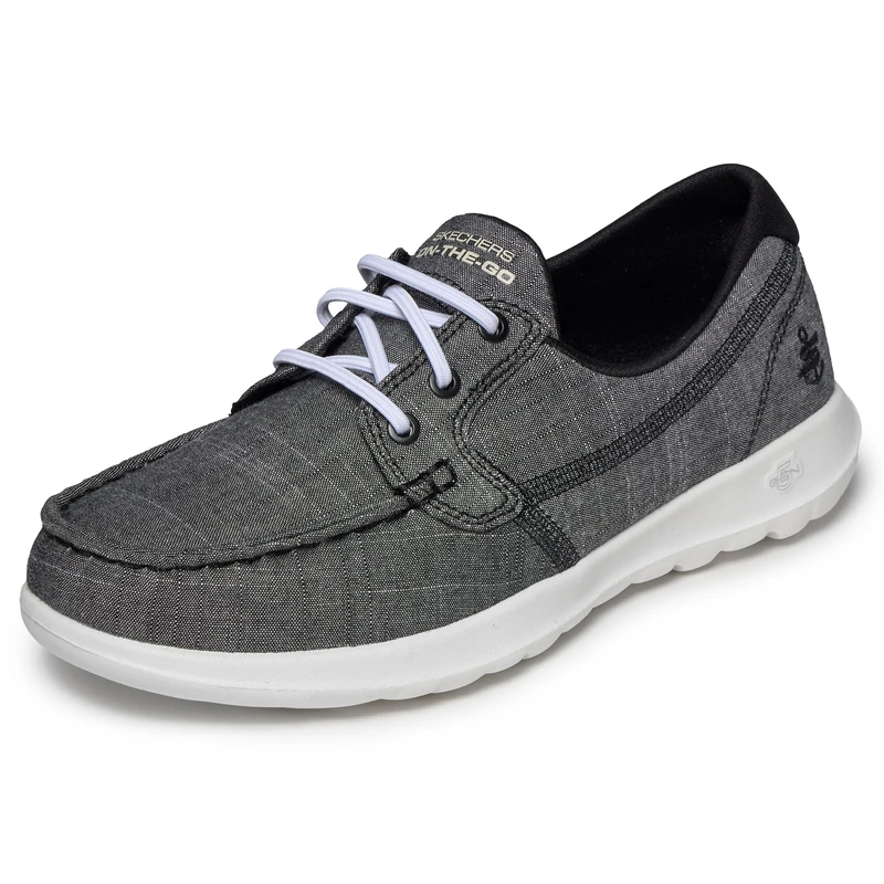 Skechers Women's Go Walk Lite-15433 Boat Shoe,Black/White,3 UK(36 EU) - Image 1