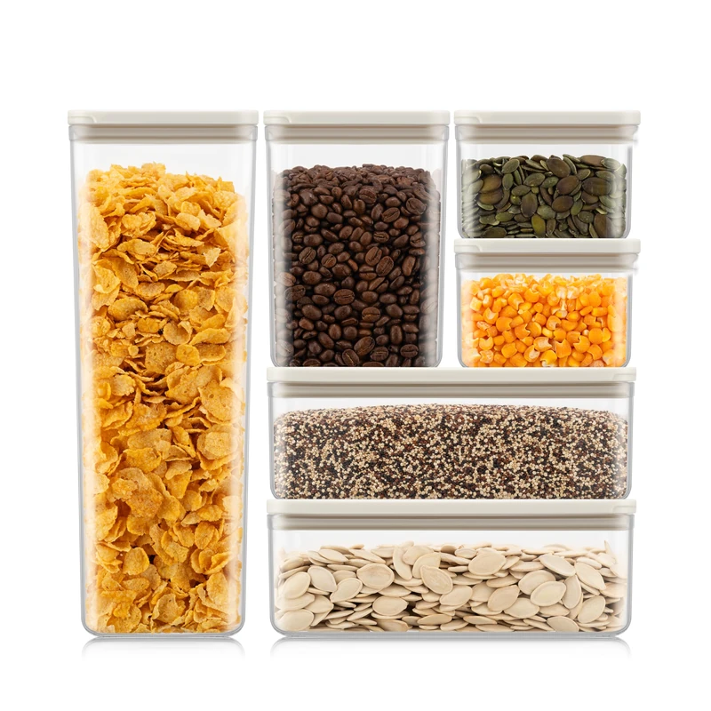 Bodum Set of 6 Storage Jars with White Lids CANTEEN - BPA-Free & Dishwasher Safe Food Containers - Stackable & Transparent