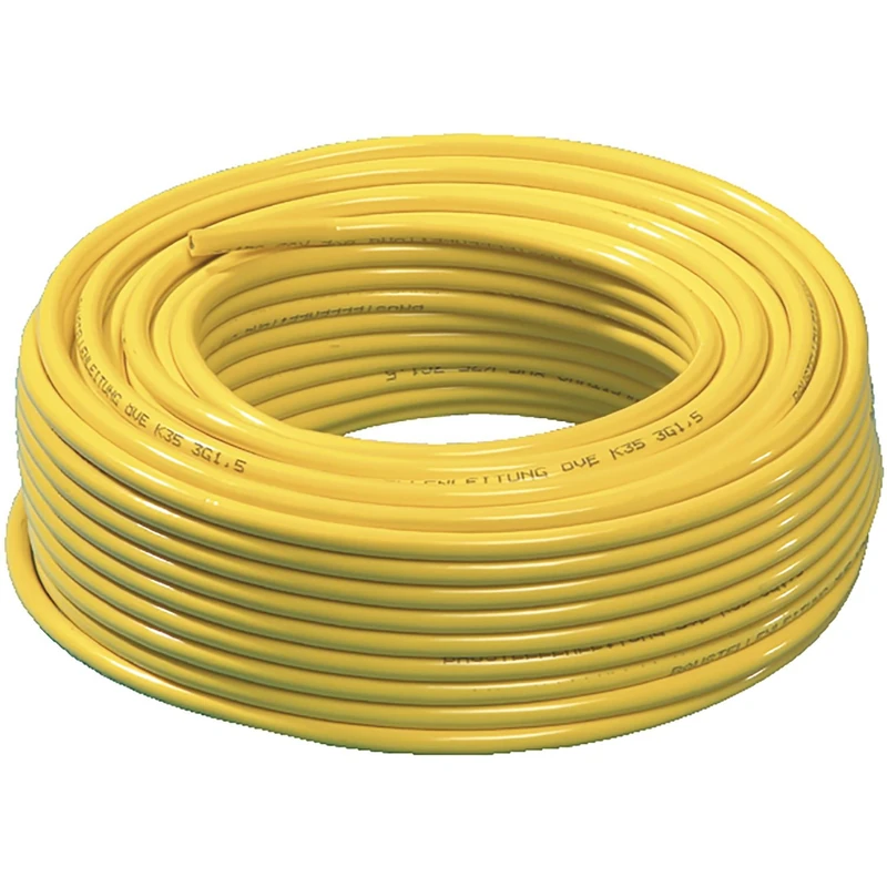PC Electric PVC Construction Site Cable Type N07V3V3-F 2.5 Length 25m Yellow 13396