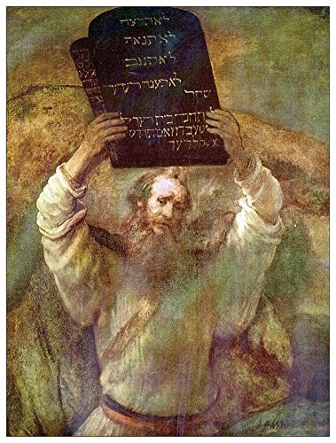 ArtPlaza Rembrandt-Moses with the commandments Decorative Panel, Wood, Multi-Colour, 60 x 1.8 x 80 cm