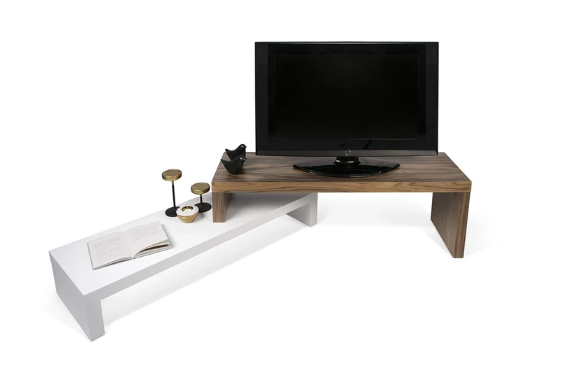 TemaHome Cliff TV Table, White and Walnut, 125 x 38 x 20 cm